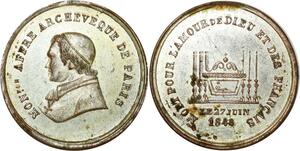 O8139 Médaille Monségnieur Affre Archevèque Paris 1848 Tombeau SUP