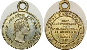 O8164 Médaille Léopold 1er Roi Belges Fêtes Nationales 1856 ->Make offer