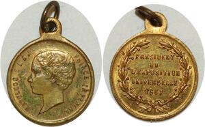 O8165 Médaille Napoléon Prince Impérial Prés. Exposition Universelle 1867 SPL