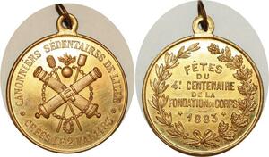 O8179 Rare Médaille 400 ans Cannoniers Sédentaires Lille 1483 1883 FDC !!!!