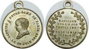 O8181 Médaille Eugène Prince Impérial Baptisé Notre Dame de Paris 1856 SUP