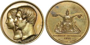 O8183 Médaille Napoléon III Eugénie Exposition Universelle 1855 Massonet SUP