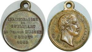 O8218 Médaille Boulevard Prince Eugène Beauharnais 1862 Napoléon SUP