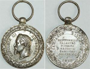 O8241 Rare Médaille Napoléon III camp. Italy 1859 Magenta Solferino Argent SPL