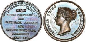 O8242 British Medal Queen Victoria Gardes Nationaux 1849 Borrel AU SUP