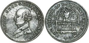 O8243 British Medal George Canning Commonwealth 1771 1827 Communal Room