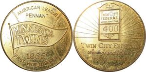 O8256 USA Token Minneapolis Minnesota Twins City Federal 1965 UNC