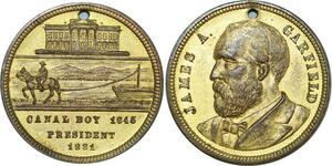 O8258 USA Medal Campaign President J. Garfield 1881 Canal Boy 1845 UNC