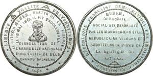 O8263 Rare Médaille Citoyen Huber Martys Liberté Assem. Nationale 1848 FDC