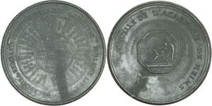 O8277 Rare Médaille Révolution 1848 Académie Reims 85mm SUP - >Make offer