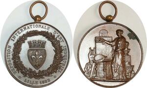 O8293 Médaille Exposition Art Industrie Lille 1882 SPL ->Make offer