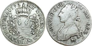 O8322 France 1/2 Ecu Louis XVI Branches Oliviers 1792 A Paris Argent Silver ->M offre