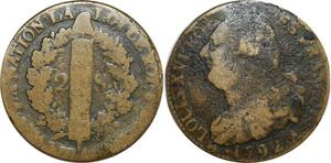 O8330 France Constitution 2 Sols Louis XVI Faisceau François An 4 1792 A Paris
