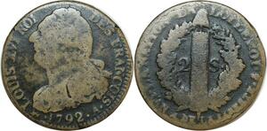 O8333 France Constitution 2 Sols Louis XVI Faisceau François An 4 1792 A Paris