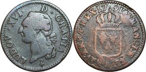 O8362 Rare France Sol Louis XVI 1791 A Paris Héron 1er sem ->Make offer