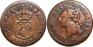 O8406 Rare France R3 Liard Louis XVI 1791 H La Rochelle ->M offre