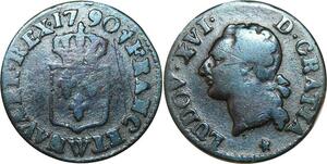 O8407 Rare France Liard Louis XVI 1790 W/W Double Die Lille ->M offre