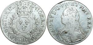 O8413 Rare France Ecu Louis XV 1738 H La Rochelle Argent ->Make offer