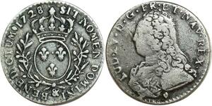 O8432 Rare France 1/10 Ecu Louis XV br oliviers 1728 & Aix-en-Provence Argent