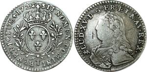 O8434 Rare France 1/10 Ecu Louis XV br oliviers 1728/7 T Nantes Argent ->M offre