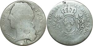 O8436 Rare France 1/10 Ecu Louis XV Bandeau 1749 W Lille Héron Argent ->M offre