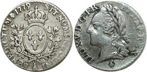 O8441 Rare France 1/20 Ecu Louis XVI 1779 A Paris 2eme sem Argent ->Make offer
