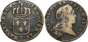 O8445 Rare France Sol Buste enfantin Louis XV 1723 Q Perpignan ->Make offer