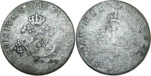 O8461 Rare France R2 Double Sol Louis XV 1746 C Caen (soleil) ->Make offer