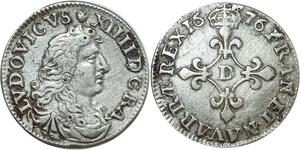 O8469 Très Rare France 4 sols traitants Louis XIV 1676 D Vimy Argent TTB+