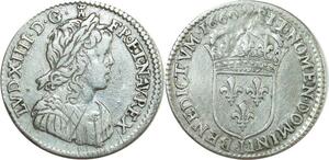 O8474 Rare France R2 1/12 Ecu m longue Louis XIV 1660 I Limoges Argent ->Make offer