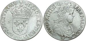 O8476 France 1/12 Ecu m longue Louis XIV 1658 D Lyon Argent ->Make offer