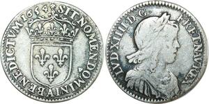O8477 France 1/12 Ecu m longue Louis XIV 1654 A Paris Argent ->Make offer