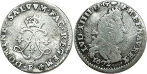 O8481 France Rare France 4 Sols aux 2 L Louis XIV 1692 E Tours Argent ->Make offer