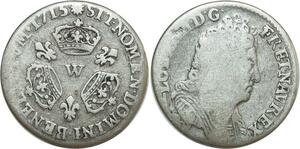 O8485 Rare France 1/10 Ecu 3 Couronnes Louis XIV 1713 W Lille Argent ->Make offer