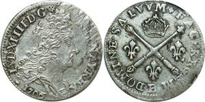 O8487 Rare France 10 Sols insignes Louis XIV 1706 B Rouen Argent SUP ->M offre