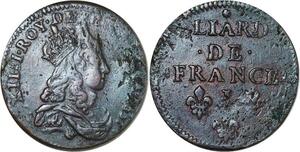 O8504 Rare France Liard Louis XIV 1655 I Limoges Superbe !!!! ->Make offer
