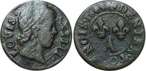 O8515 France Denier Tournois Louis XIV 1648 ->Make offer