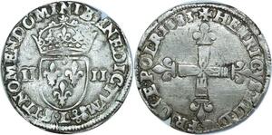 O8538 Rare France 1/4 Ecu Henri III Poland 1583 L Bayonne Argent ->Make offer