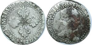 O8543 Rare France Faux Epoque Demi Franc au col plat Henri III 1587 Argent ->M offre