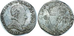 O8544 Rare France Henri III Teston 4e type 1576 H La Rochelle Argent ->Make offer