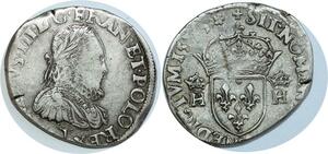 O8545 Rare France Frappe Médaille Teston Henri III 3ème type 1575 T Nantes Argent