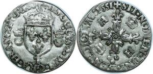 O8556 Rare France Henri II Douzain aux Croissants 1551 T Nantes SUP !! ->Make offer