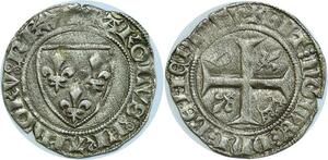 O8559 Rare France Charles VI 1380 1422 blanc guénar Tournai SUP ->Make offer