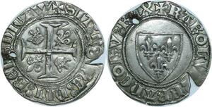 O8562 Rare France Charles VI 1380 1422 Blanc Guenar Tounai ->Make offer