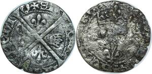 O8564 Rare France 1378 Blanc aux Rois Lis Charles VII Blanc aux Rois Lis Orléans O annelet