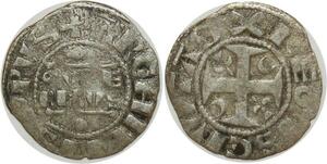O8584 Tres Rare France var Reo Denier Champagne Reims Guillaume Ier 1210 Reims