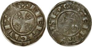 O8603 Rare France Denier Meaux Etienne Chapelle 1161-1171 Stephanus EPC