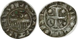 O8607 Rare France Denier Provins 1263 Sénat Romain Senatus Roma Caput MVN Argent