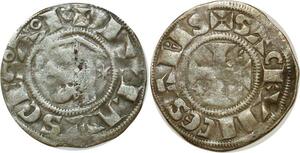 O8608 Rare France Denier Sancerre 1702 Guillaume III Ou Louis I Sacrum Cesaris Silver