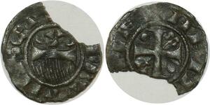 O8610 Rare France Inedit ? Obole 1152 Thibaut II Champagne Provins et Sens avec 2 omega Argent